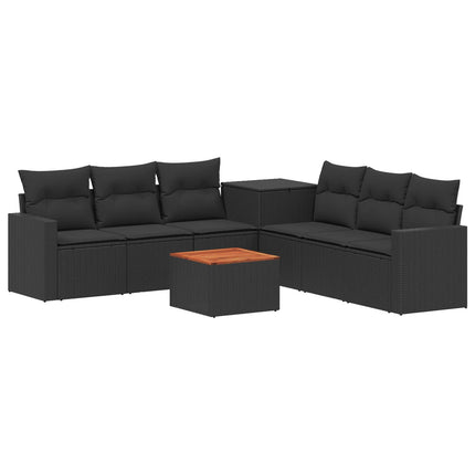 Soffset 8 st Svart Poly Rattan och stål