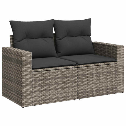 Soffset 8 st Grå och mörkgrå Poly Rattan och stål