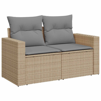 Soffset 8 st Beige och Ljusgrå Poly Rattan och stål