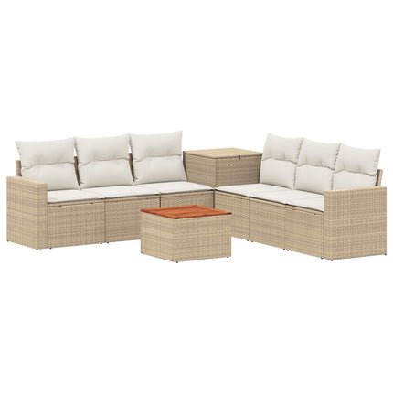 Soffset 8 st Beige och krämvit Poly Rattan och stål
