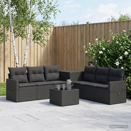 Soffset 8 st Svart Poly Rattan och stål