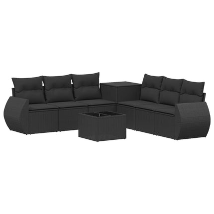 Soffset 8 st Svart Poly Rattan och stål
