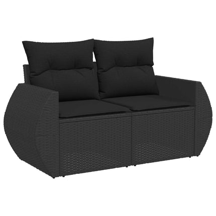 Soffset 8 st Svart Poly Rattan och stål