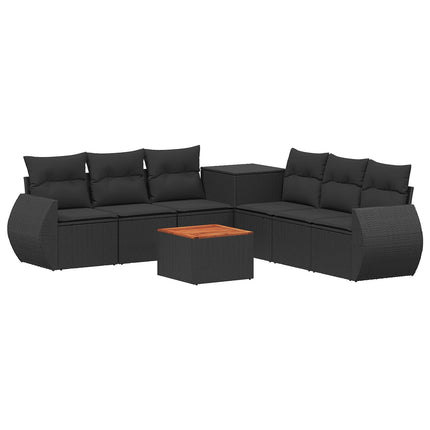 Soffset 8 st Svart Poly Rattan och stål
