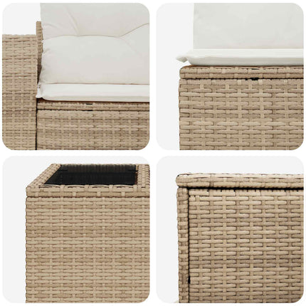 Soffset 8 st Beige och krämvit Poly Rattan och stål