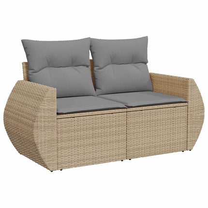 Soffset 8 st Beige och Ljusgrå Poly Rattan och stål