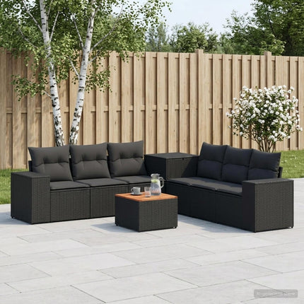 Soffset 8 st Svart Poly Rattan och stål