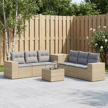 Soffset 8 st Beige och Ljusgrå Poly Rattan och stål