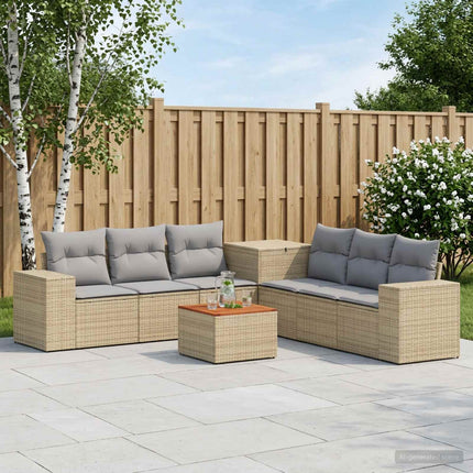 Soffset 8 st Beige och Ljusgrå Poly Rattan och stål