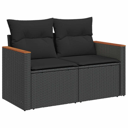 Soffset 8 st Svart Poly Rattan och stål