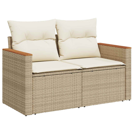 Soffset 8 st Beige och krämvit Poly Rattan och stål