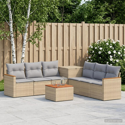 Soffset 8 st Beige och Ljusgrå Poly Rattan och stål