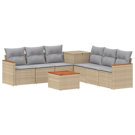 Soffset 8 st Beige och Ljusgrå Poly Rattan och stål