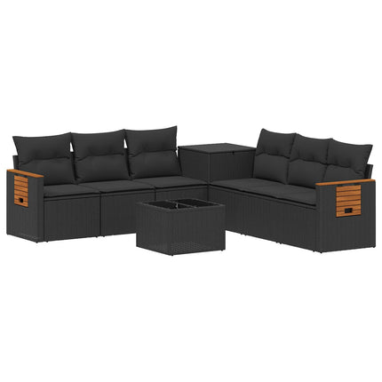 Soffset 8 st Svart Poly Rattan och stål