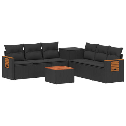 Soffset 8 st Svart Poly Rattan och stål