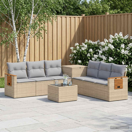 Soffset 8 st Beige och Ljusgrå Poly Rattan och stål