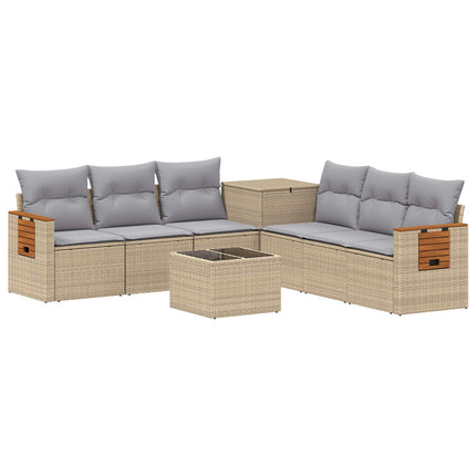 Soffset 8 st Beige och Ljusgrå Poly Rattan och stål
