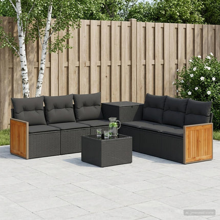 Soffset 8 st Svart Poly Rattan och stål