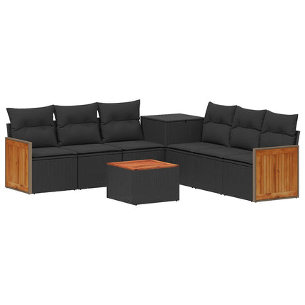 Soffset 8 st Svart Poly Rattan och stål