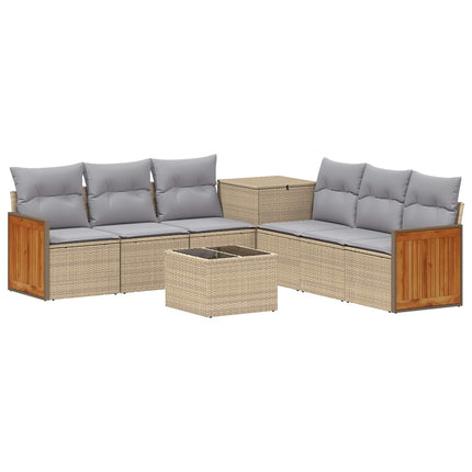 Soffset 8 st Beige och Ljusgrå Poly Rattan och stål