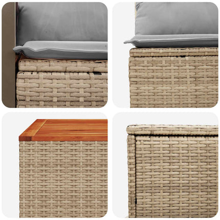 Soffset 8 st Beige och Ljusgrå Poly Rattan och stål