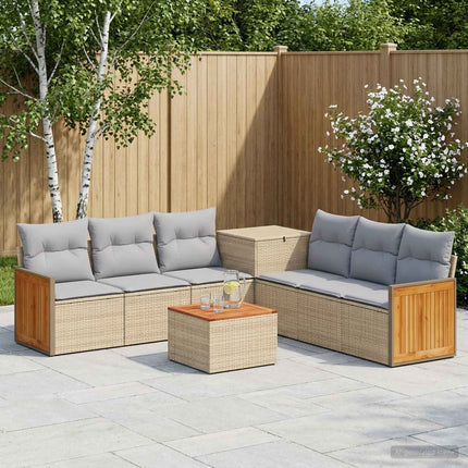 Soffset 8 st Beige och Ljusgrå Poly Rattan och stål