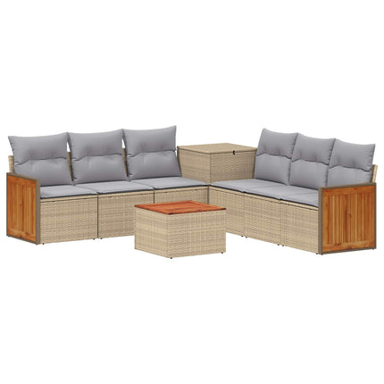 Soffset 8 st Beige och Ljusgrå Poly Rattan och stål