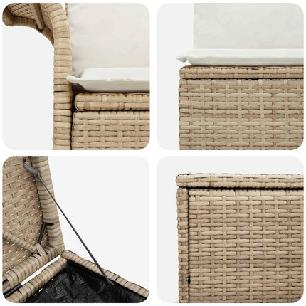 Soffset 7 st Beige och krämvit Poly Rattan och stål