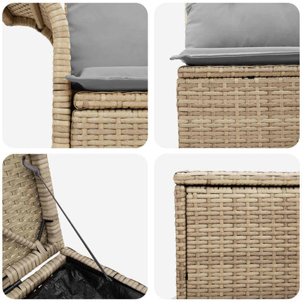 Soffset 7 st Beige och Ljusgrå Poly Rattan och stål