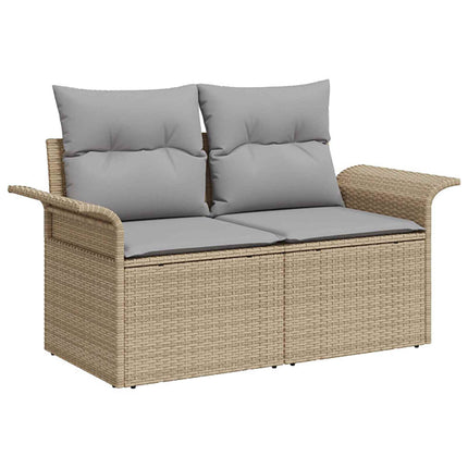 Soffset 7 st Beige och Ljusgrå Poly Rattan och stål
