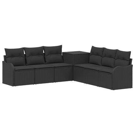 Soffset 7 st Svart Poly Rattan och stål