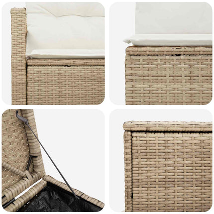 Soffset 7 st Beige och krämvit Poly Rattan och stål