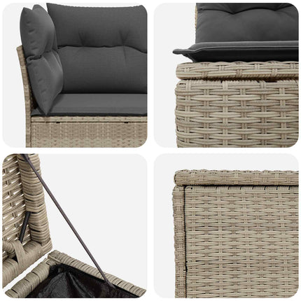 Soffset 7 pcs Ljusgrå och mörkgrå Poly Rattan och stål