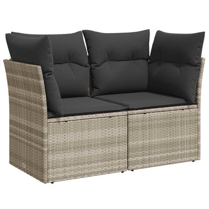 Soffset 7 pcs Ljusgrå och mörkgrå Poly Rattan och stål