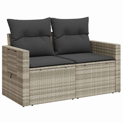 Soffset 7 pcs Ljusgrå och mörkgrå Poly Rattan och stål