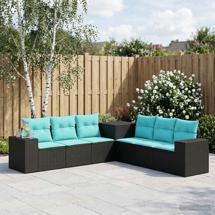 Soffset 7 st Svart och blå 55 x 55 x 69 cm Poly Rattan och stål