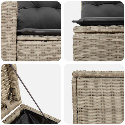 Soffset 7 pcs Ljusgrå och mörkgrå Poly Rattan och stål