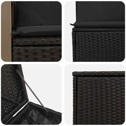 Soffset 7 pcs Svart Poly Rattan och stål