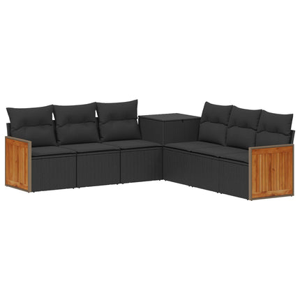 Soffset 7 pcs Svart Poly Rattan och stål