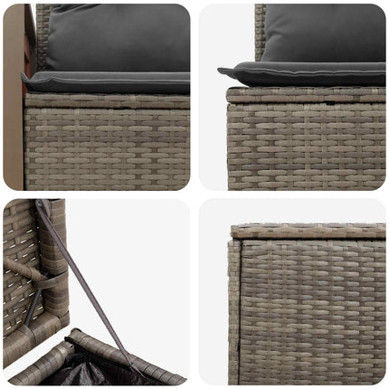 Soffset 7 pcs Grå och mörkgrå Poly Rattan och stål