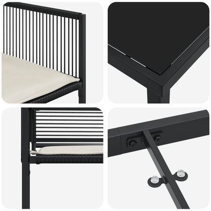 Trädgårdsmöbelset 5 pcs Svart konstrotting