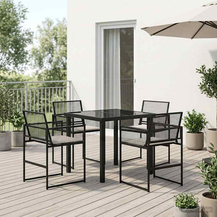 Trädgårdsmöbelset 5 pcs Svart konstrotting