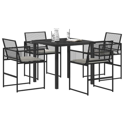Trädgårdsmöbelset 5 pcs Svart konstrotting