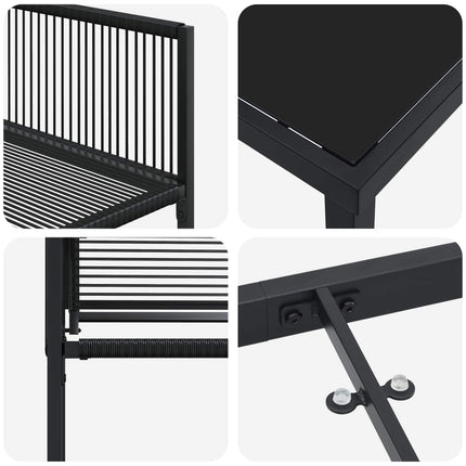 Trädgårdsmöbelset 5 pcs Svart konstrotting