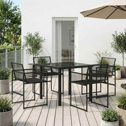 Trädgårdsmöbelset 5 pcs Svart konstrotting