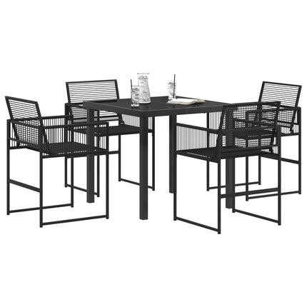 Trädgårdsmöbelset 5 pcs Svart konstrotting