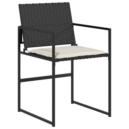 Trädgårdsmöbelset med kudde 5 pcs Svart och kräm konstrotting