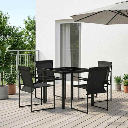 Trädgårdsmöbelset 5 pcs Svart Textilene och Stål