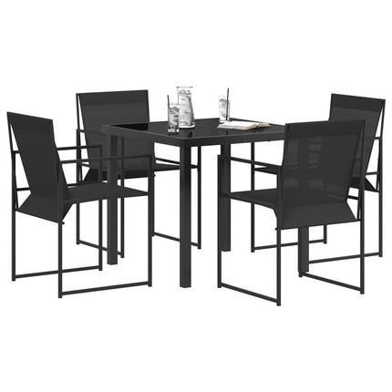 Trädgårdsmöbelset 5 pcs Svart Textilene och Stål