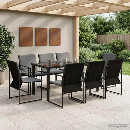 Trädgårdsmöbelset 9 pcs Svart och Anthracit 160 x 80 x 73 cm